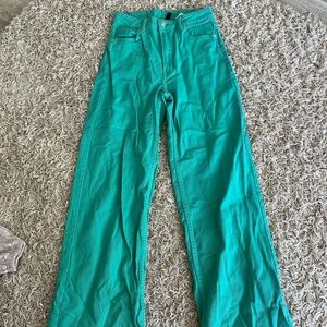 H&M Womens Green Bootcut Wide Leg Pants Size 6